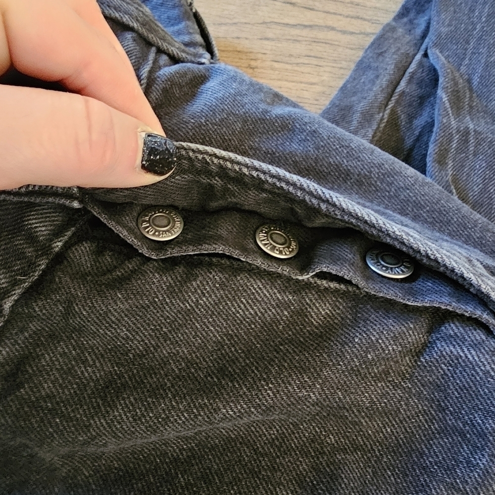 Old Navy High Rise Slouchy Straight Black Distressed Buttonfly Jeans Size 16 - Picture 10 of 12